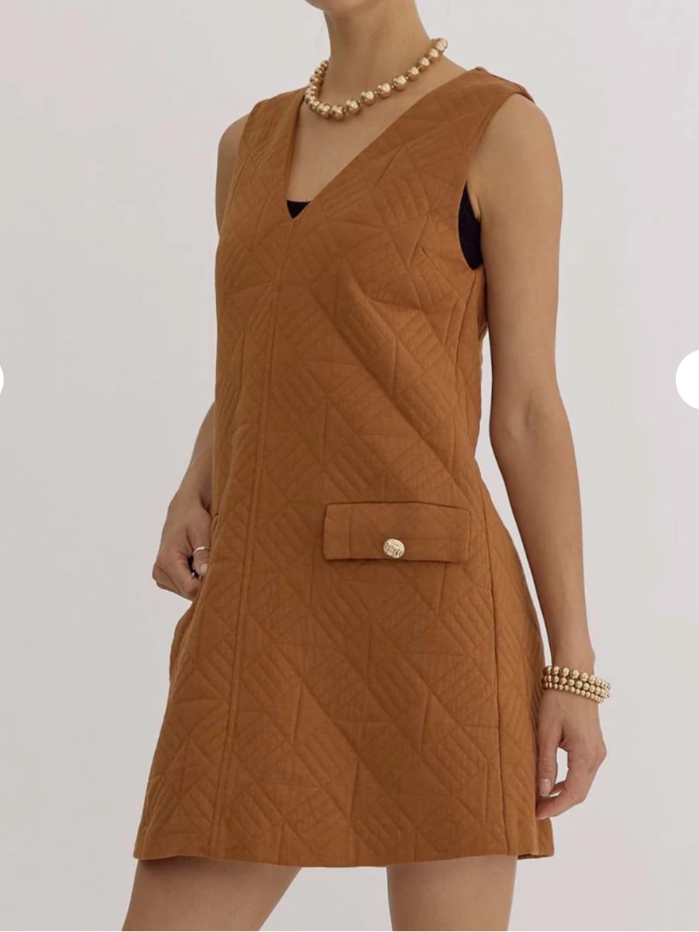 Quilted Shift Dress with Pockets